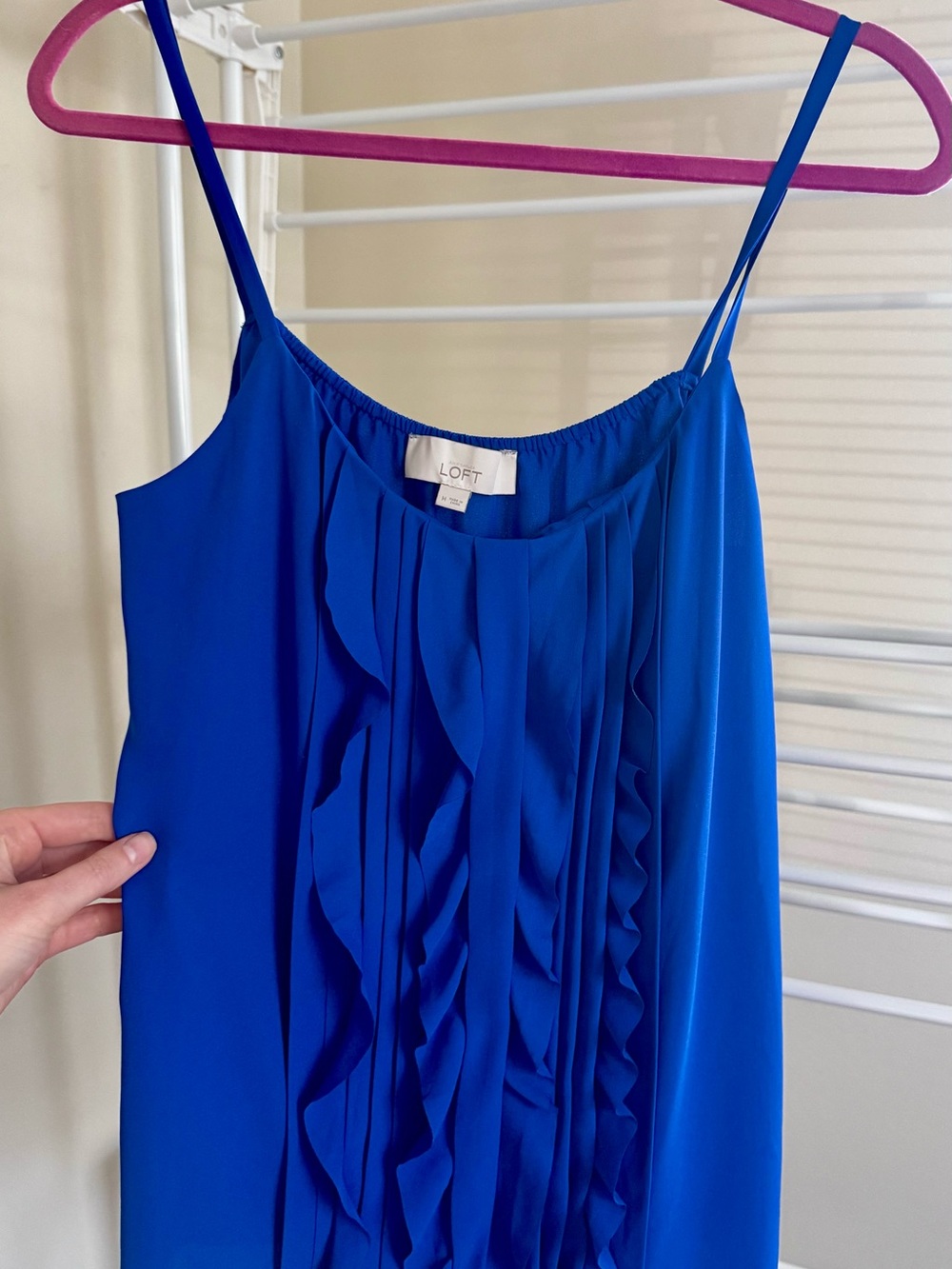 LOFT Cobalt Blue Pleated Top